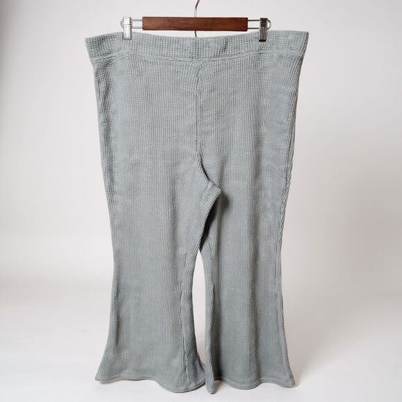 Aerie Lounge Flare Pants Gray Waffle Knit Wide Leg Soft Comfy Womens XXL - Picture 1 of 6